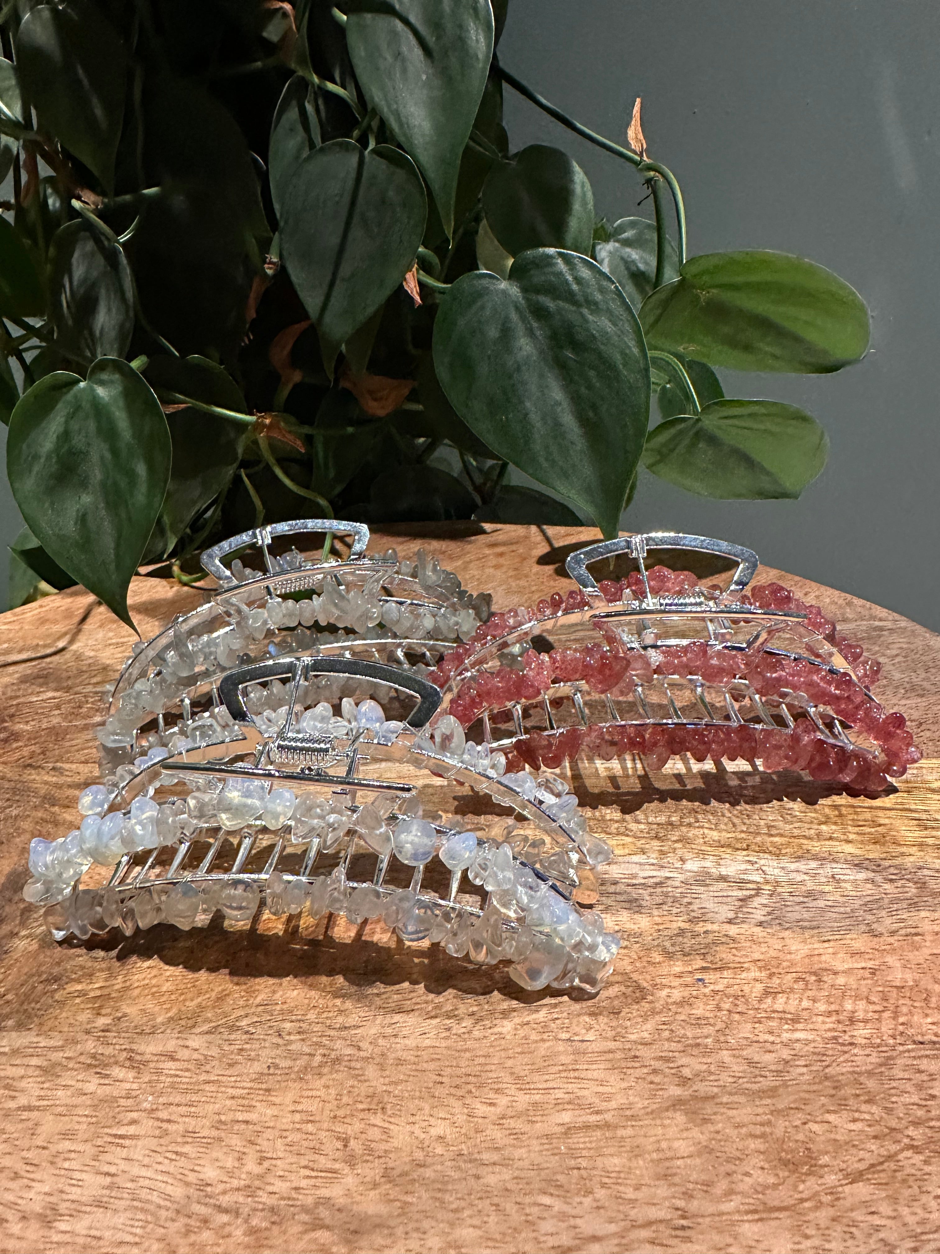 Haarklemmen met edelstenenchips