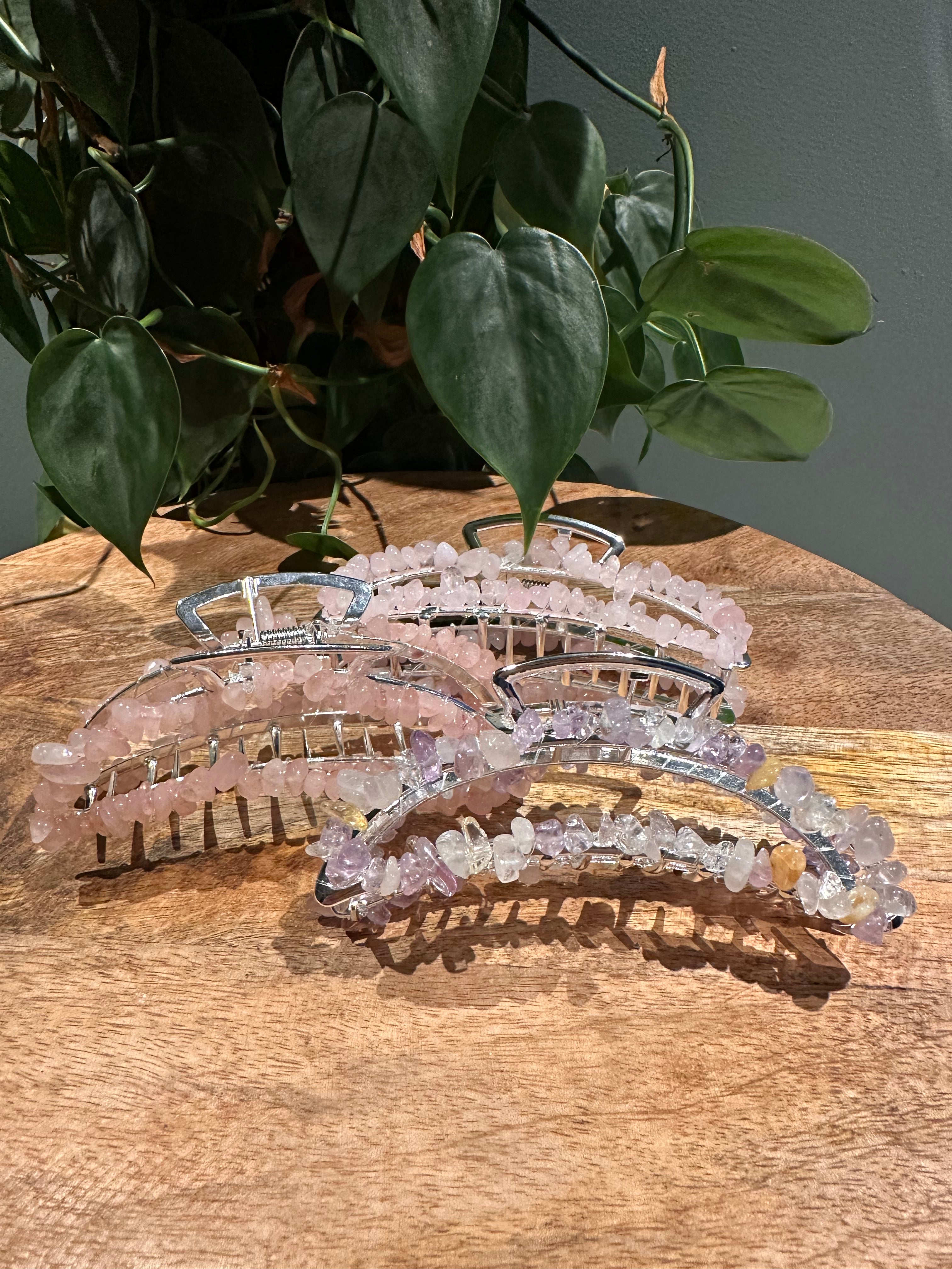 Haarklemmen met edelstenenchips