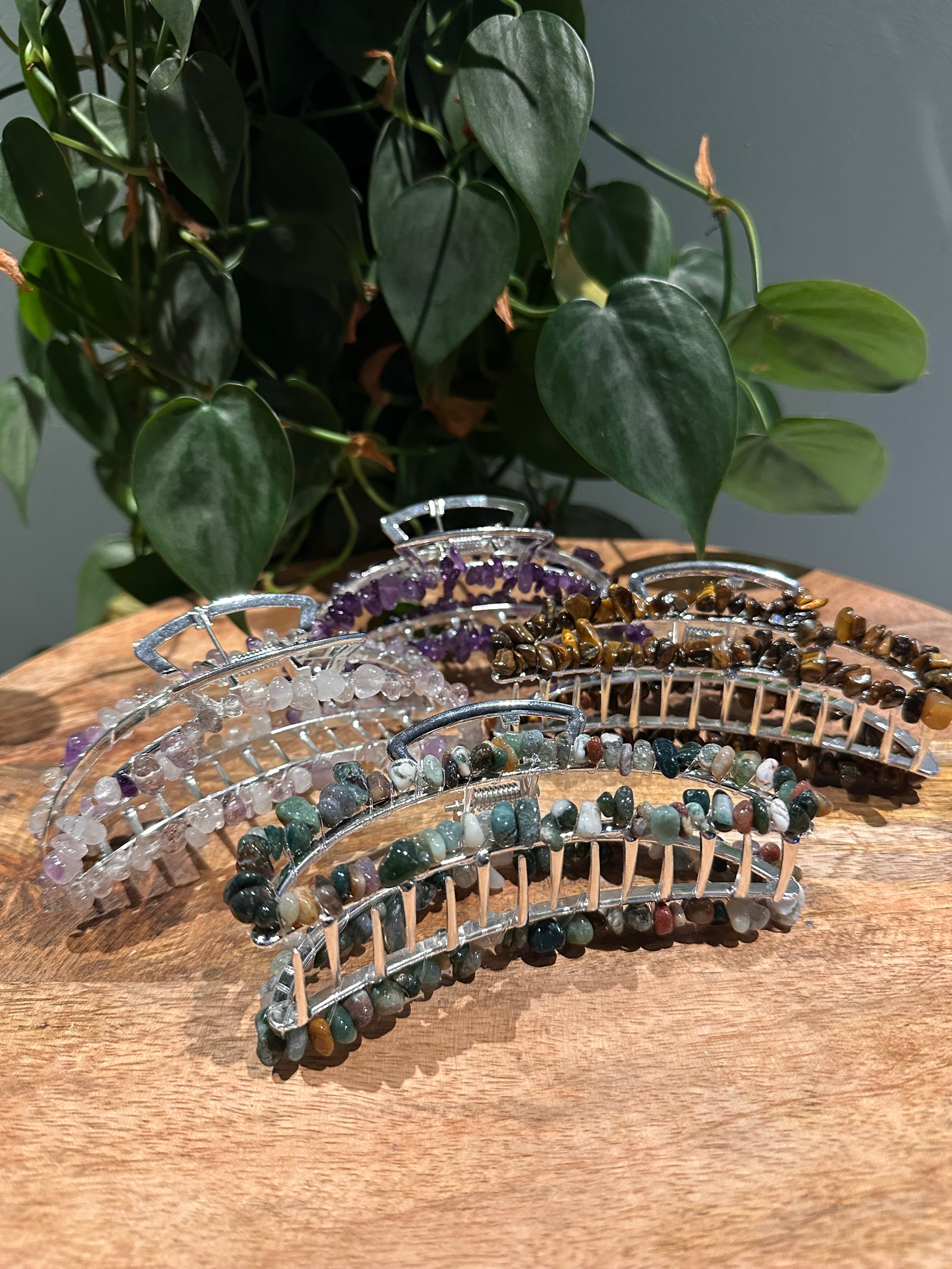 Haarklemmen met edelstenenchips