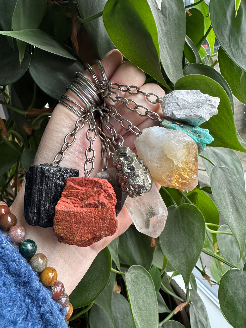 Ruwe Edelstenen Sleutelhanger