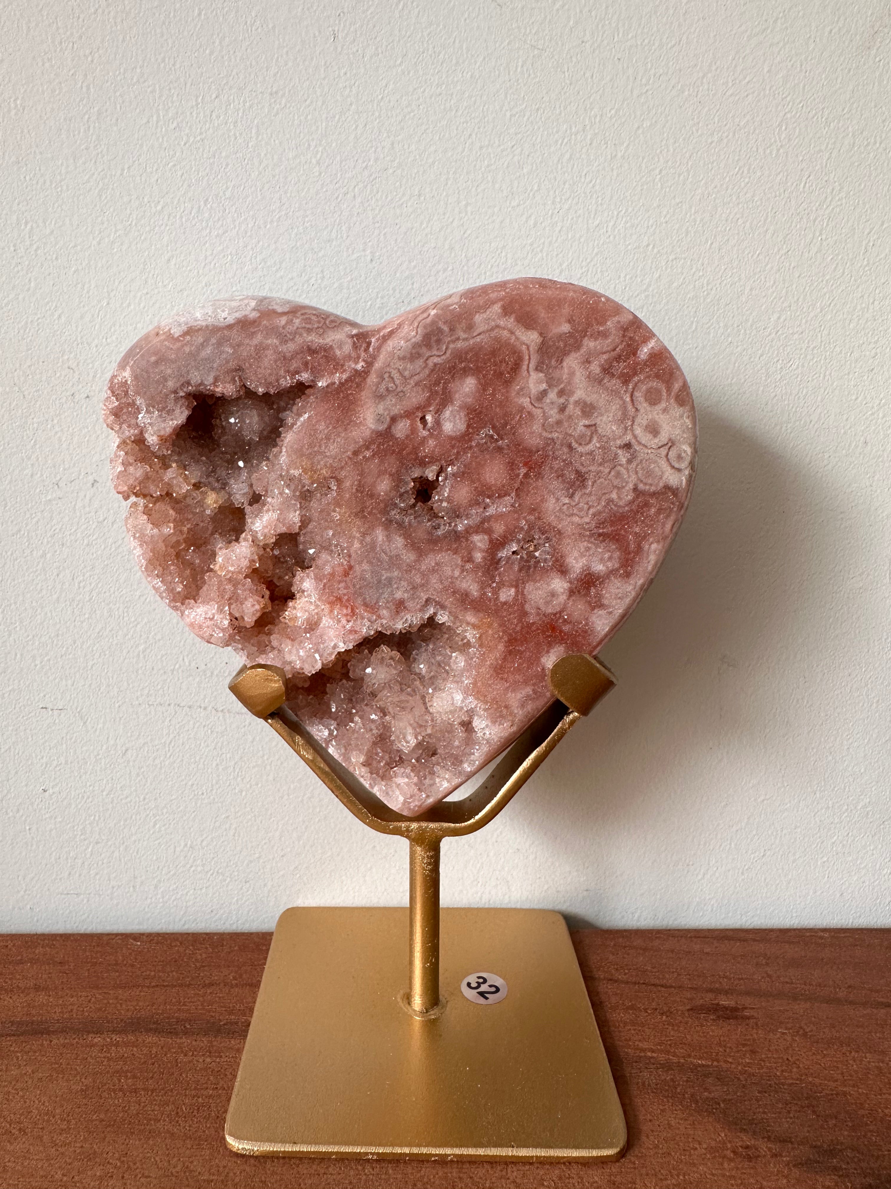 Roze Amethist Hart op Standaard #32