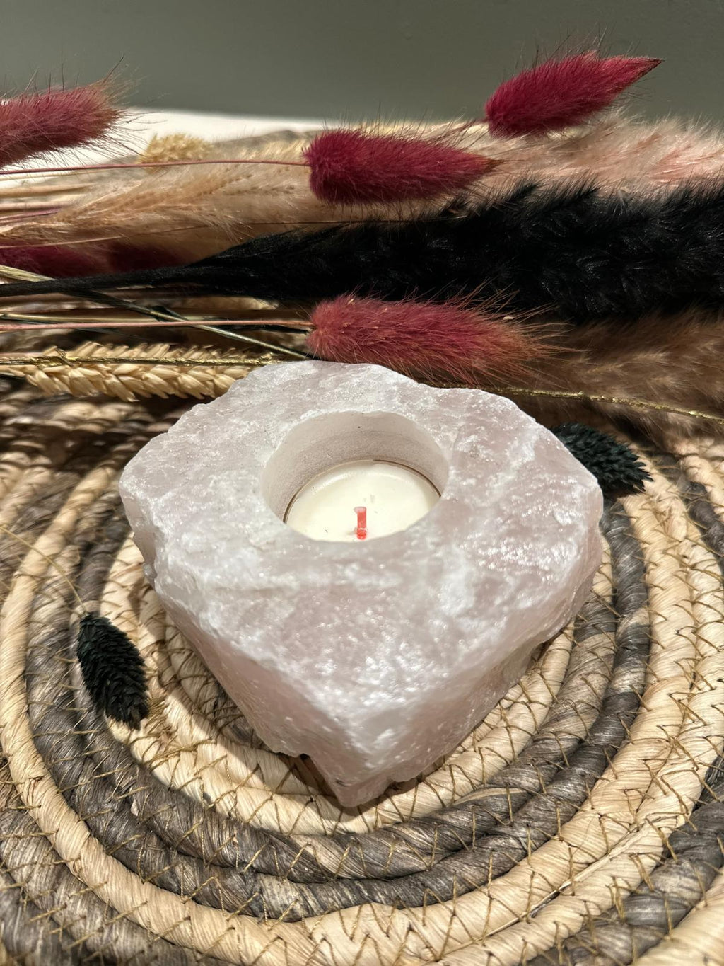 Rozenkwartz Theelichthouder