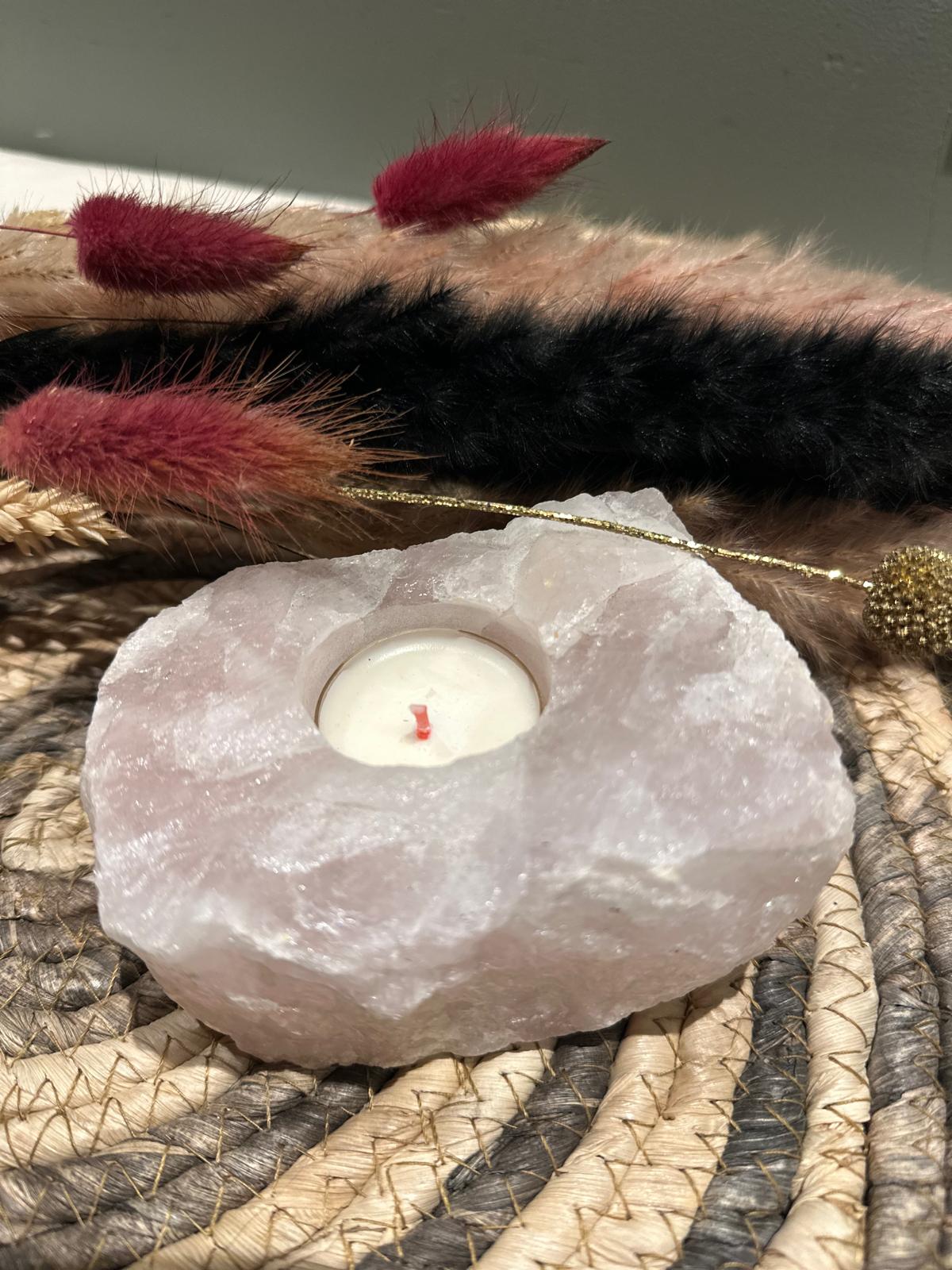 Rozenkwartz Theelichthouder