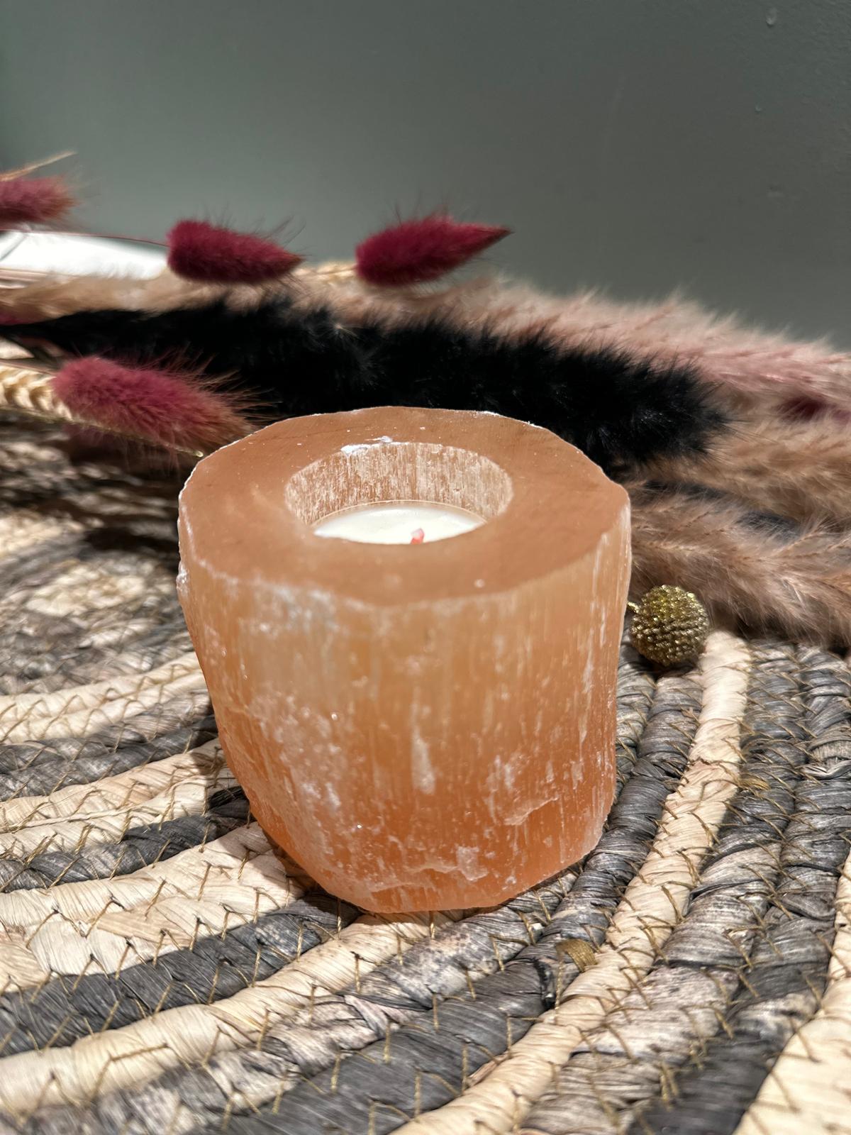 Oranje Seleniet Theelichthouder