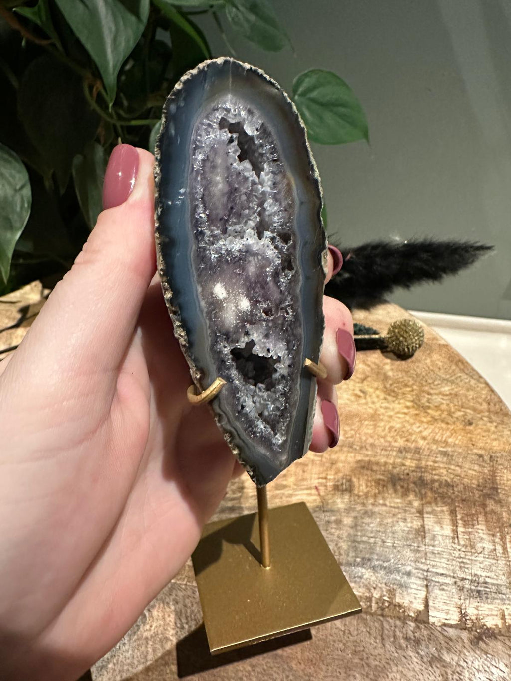 Agaat geode op standaard #23