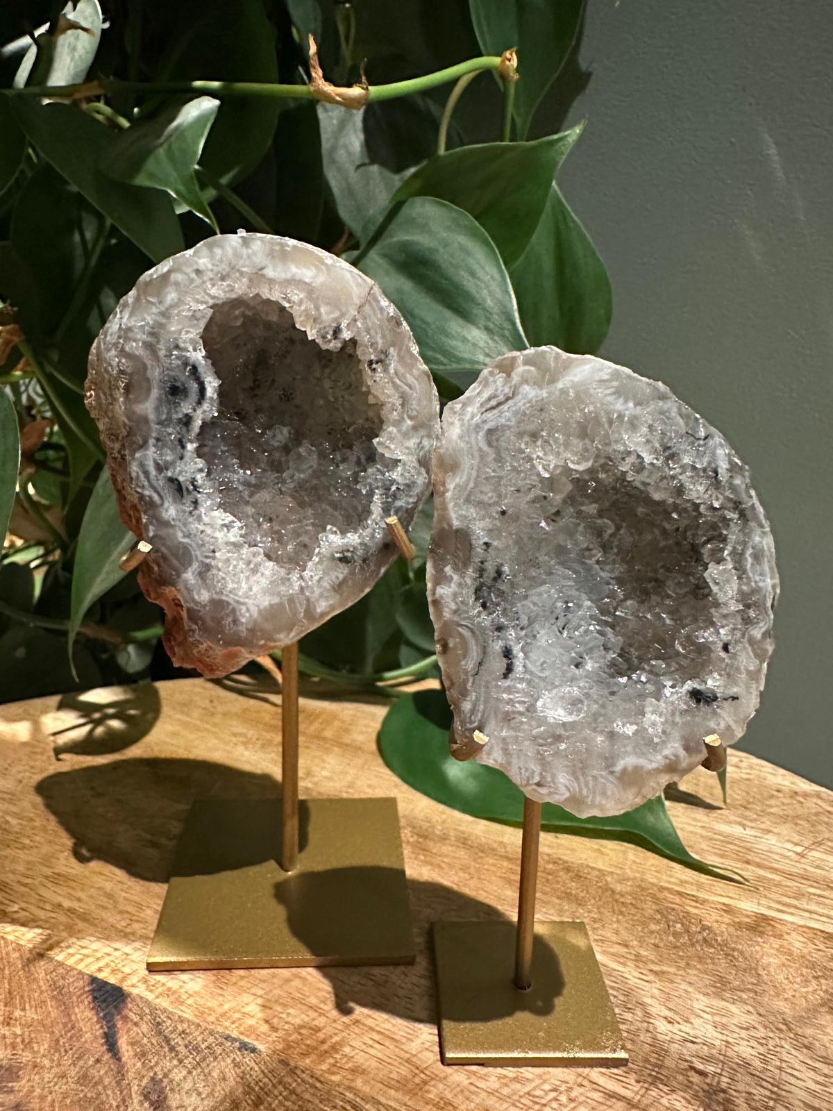 Geode Paartje met Gouden Standaard