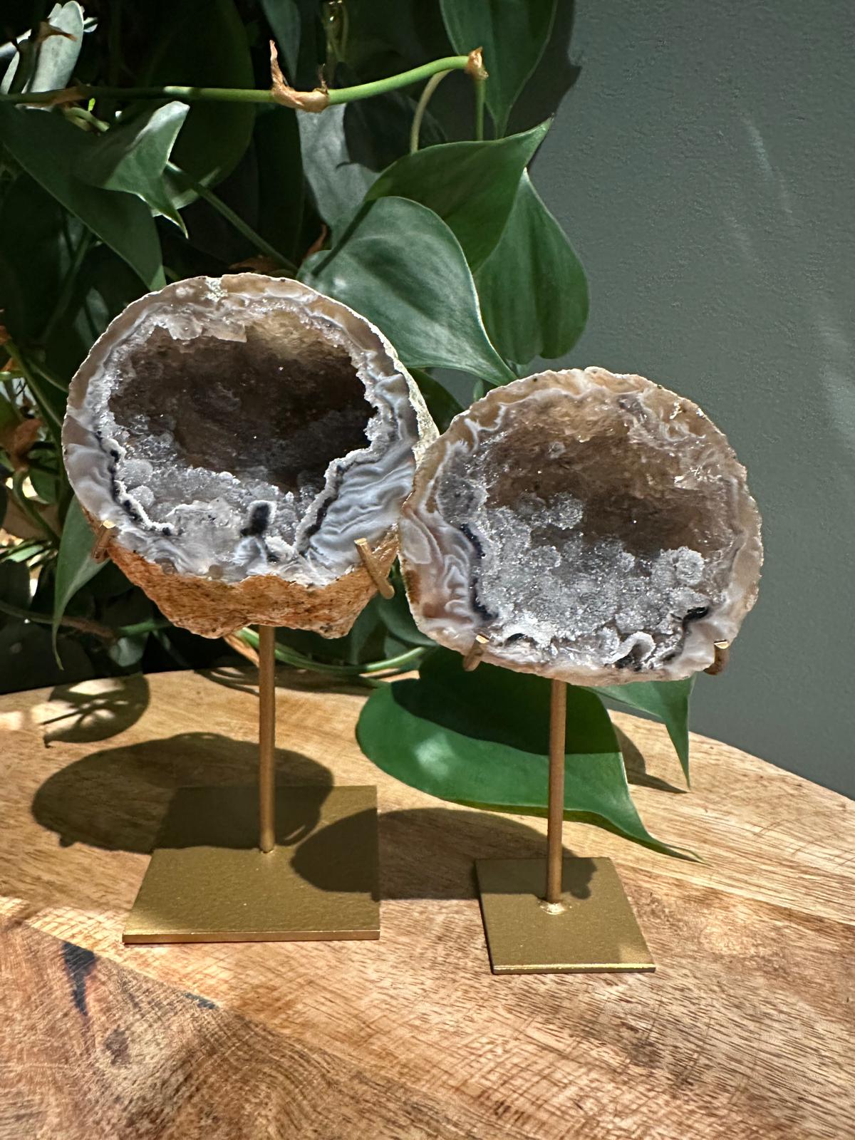 Geode Paartje met Gouden Standaard