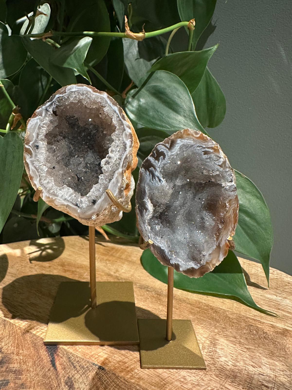 Geode Paartje met Gouden Standaard