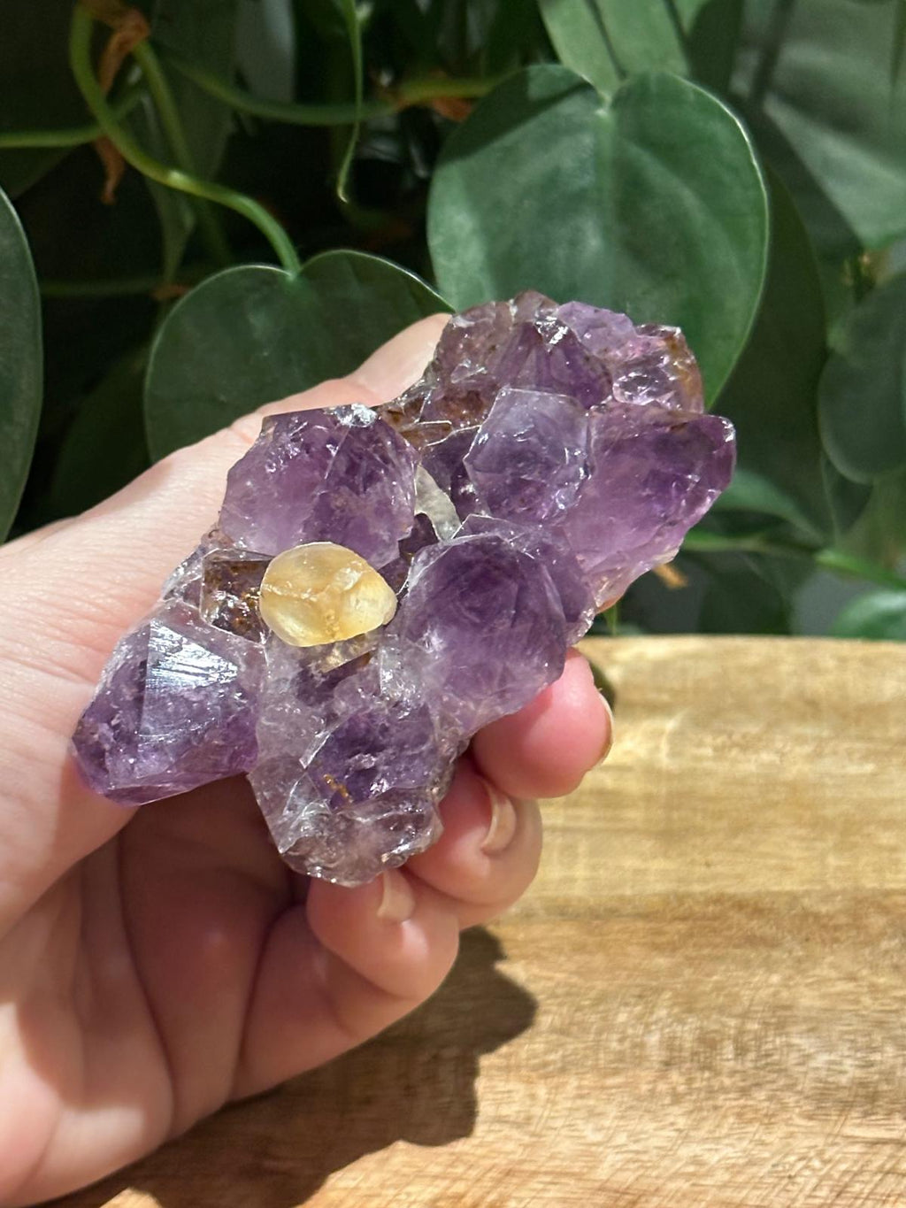 Amethist met Honing Calciet punt Freeform