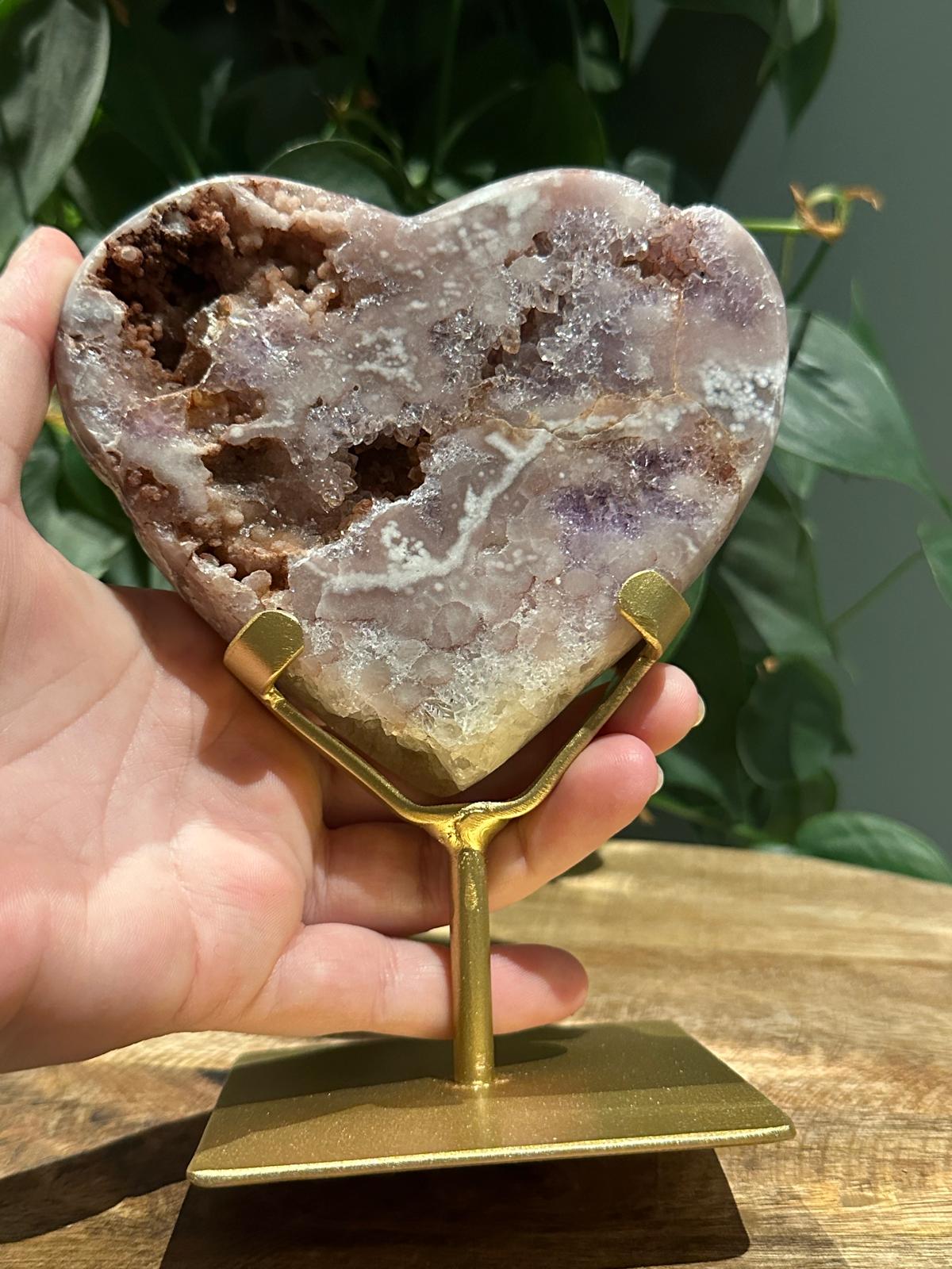 Roze Amethist Hart op Standaard #33