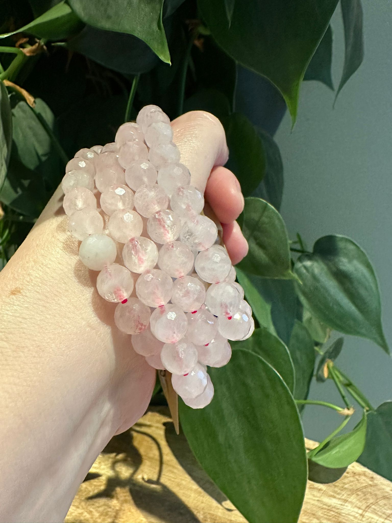 Rozenkwarts Armband 8mm facetgeslepen