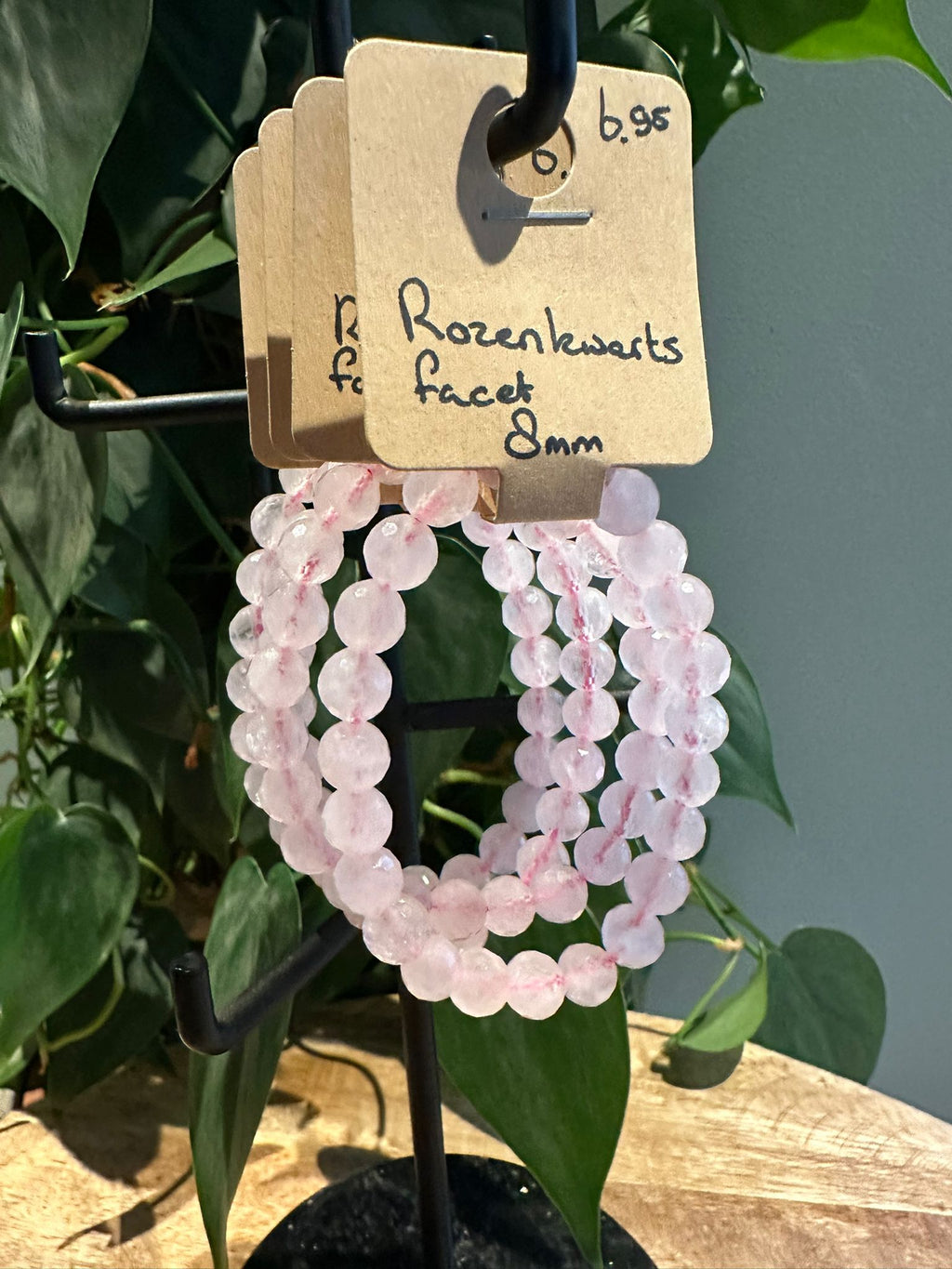 Rozenkwarts Armband 8mm facetgeslepen