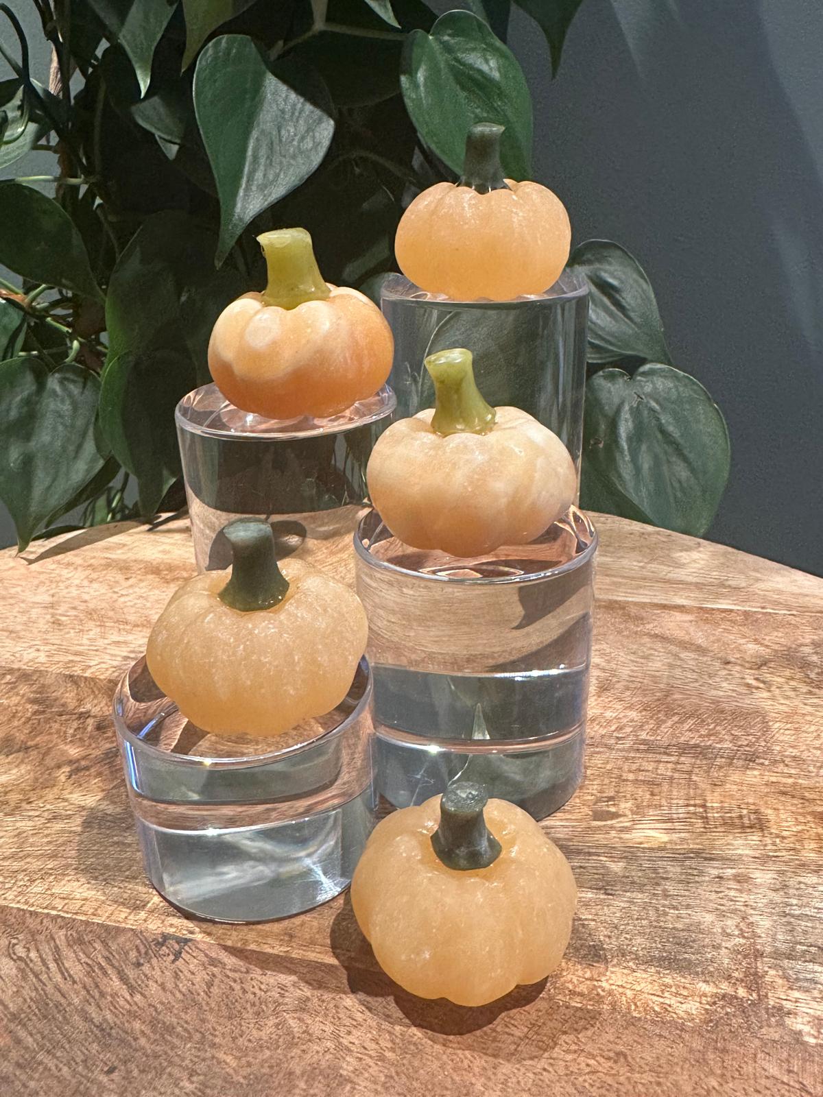 Oranje Calciet Pompoen met Groene Jade