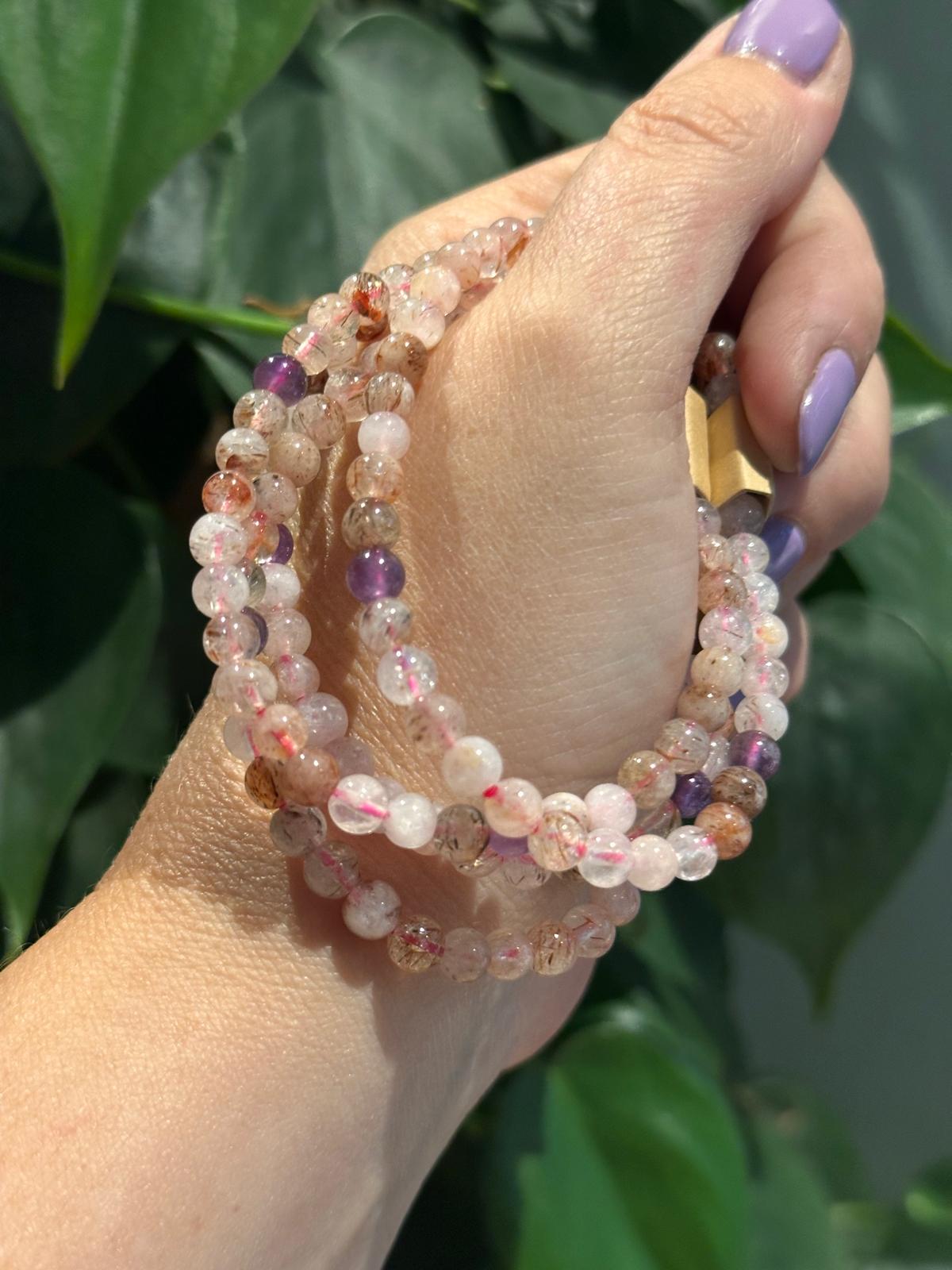 Amethist Mix met Rutiel Armband 4mm