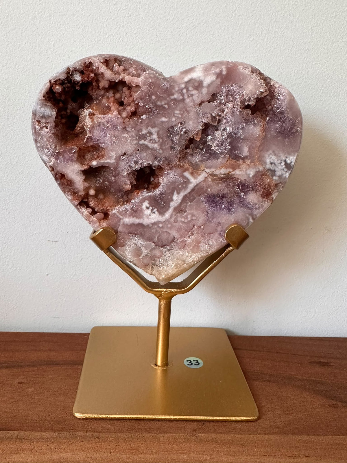 Roze Amethist Hart op Standaard #33